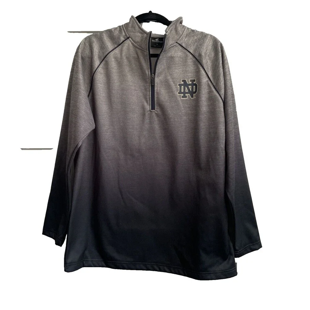 Coliseum Men’s Notre Dame Quarter Zip Balayage Gray Sweatshirt Large
